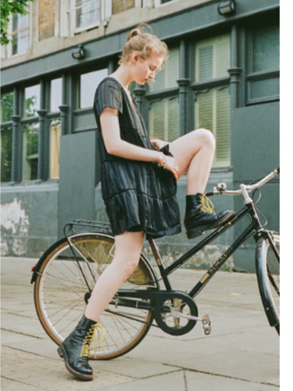 UO Pippa chiffon tiered black sheer babydoll dress